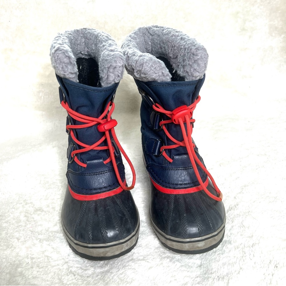 Sorel Yoot Pac Nylon Waterproof Winter Snow Boots Navy Red Size 1